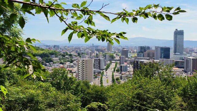 万日山から見える熊本駅周辺の街並み