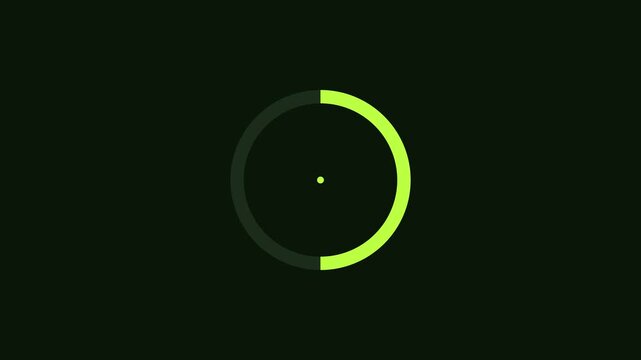 Minimalist green circular loading progress bar animation on dark 4k background, circle
