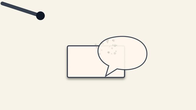Minimalist loading bar animation with floating particles and speech bubble 4k progress
