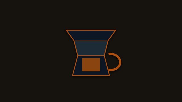 Minimalist pour over coffee maker animation on dark 4k background, brewer