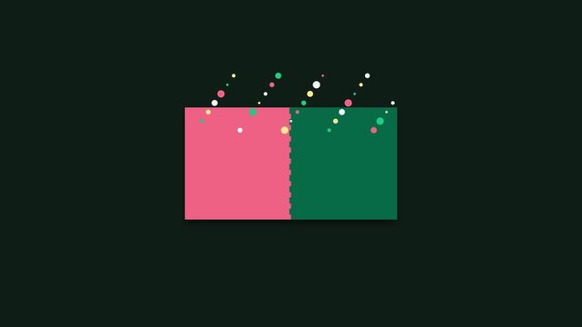 Minimalist pink and green square motion 4k background, with smooth pulse, animation motion abstract geometric