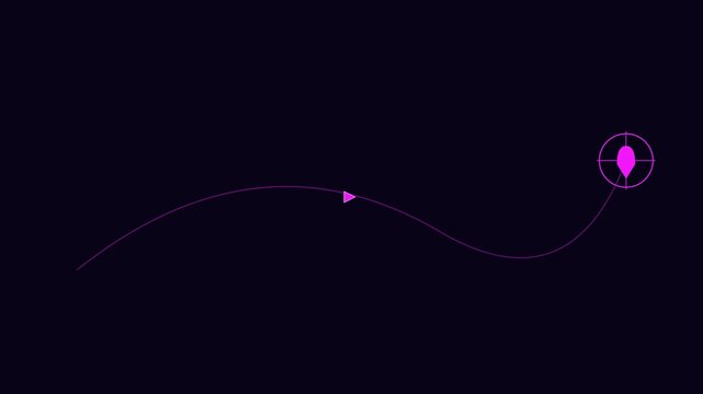 Minimalist pink hud target tracking with animated path line for tech interface and data visualization animation 4k