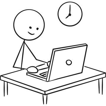 Stick Man Computer Class Illustration