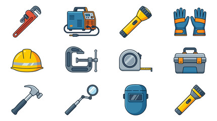 Hand Tools and Workplace Essentials Collection. © Wahyu