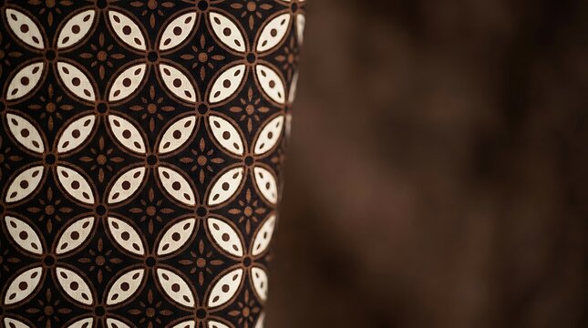 Traditional indonesian batik fabric with geometric kawung pattern