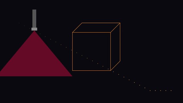 Abstract 3 d cube wireframe animation with dynamic laser light scanning effect for technology and digital backgrounds 4k