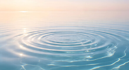 Fototapeta premium Minimalist Blue Water Ripple Background with Copy Space for Wellness and Luxury Branding