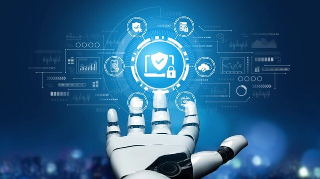 Futuristic Robot Hand Interacting with Digital Security Icons in a Technology-Driven Environment for Cybersecurity Concepts. Entropy.
