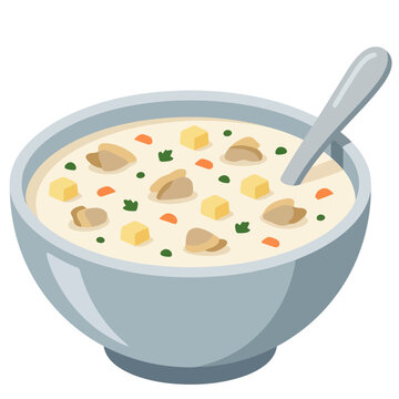 creamy clam chowder soup in a white bowl