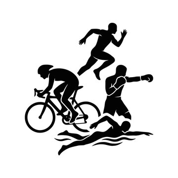 Triathlon Sports Silhouette Illustration.