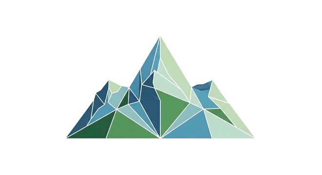 Low poly geometric mountain range landscape illustration.