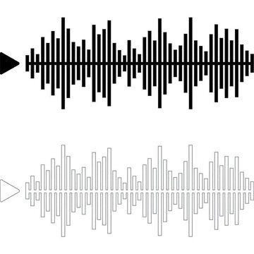 Audio wave visualization icons. Sound frequency pulse graphics for music and digital media.