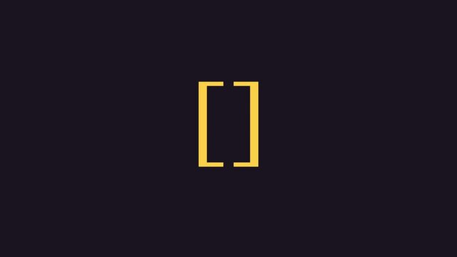 Minimalist animated square brackets reveal on dark animation 4k background
