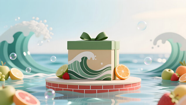 Late Summer Promotion wave gift illustration background