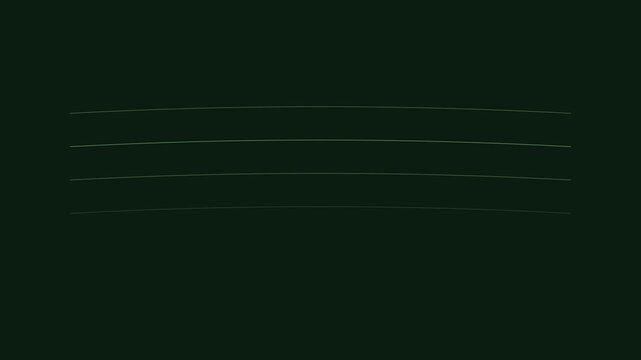 Minimalist musical staff lines animation on dark green 4k background, for music education, and creative projects