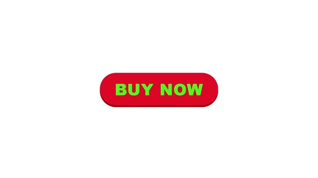 Mouse Cursor Clicking Red Buy Now Button Turning Green Animation on White Background for E-Commerce
