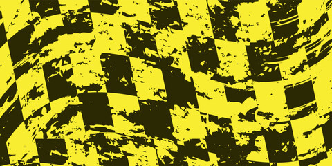Obraz premium Abstract yellow and black grunge checkered flag background