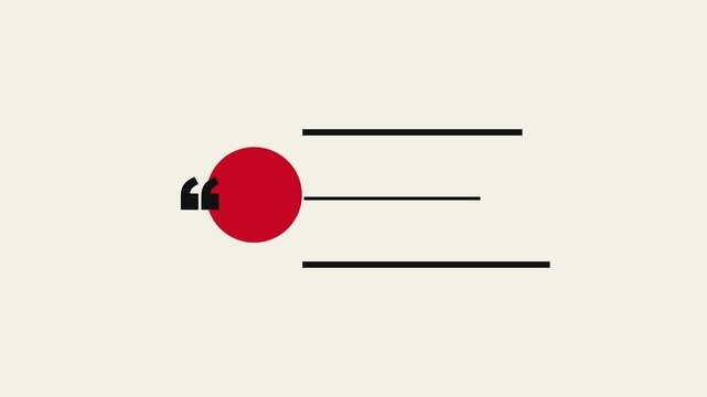 Minimalist red circle and quotation mark motion animation for typography and editorial 4k