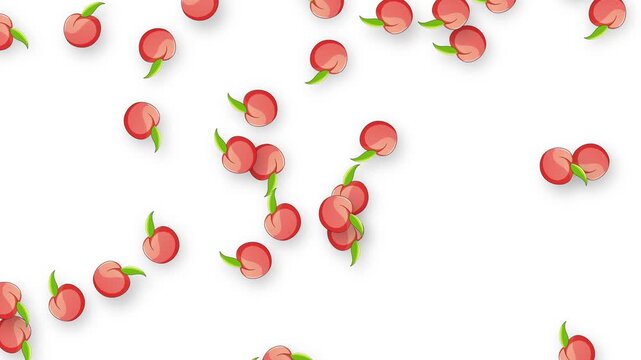 Retro Style Peach Fruit Icons Falling on White Background