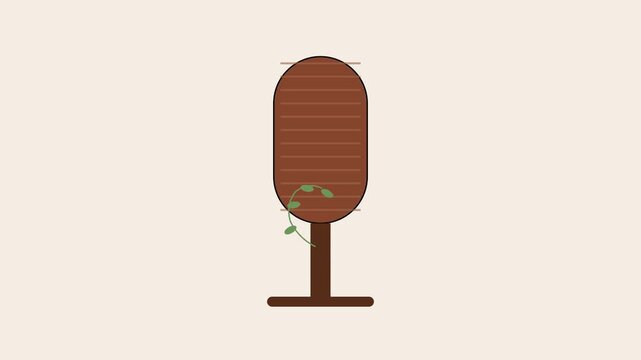 Minimalist wooden signboard with animated growing vine plant motion animation 4k motion vine