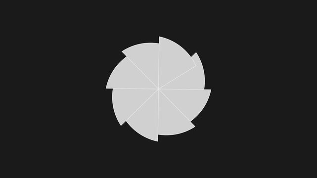 Minimalist rotating circular fan animation on dark 4k background, for motion and, ui abstract circle rotation