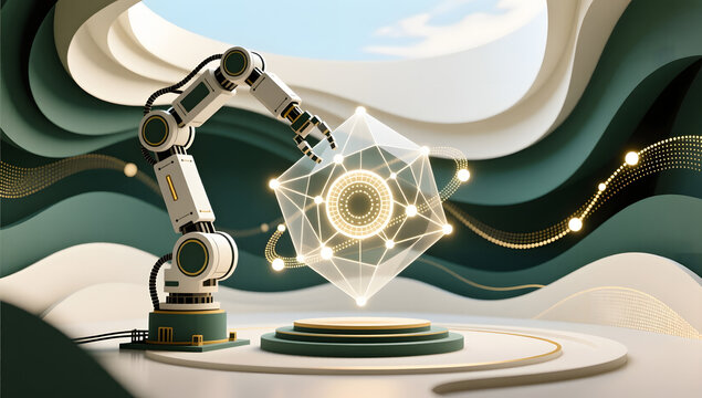 Robot Collaboration Artificial Intelligence Concept illustration background