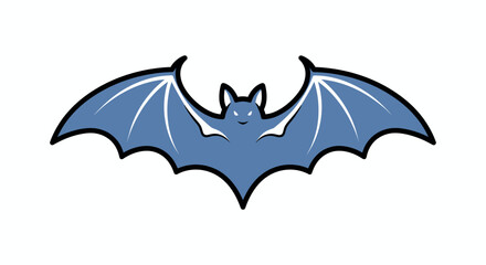 Fototapeta premium Blue cartoon bat with outstretched wings in a friendly nocturnal illustration for a playful animal graphic.