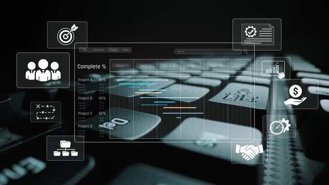 Project management dashboard showing timeline, tasks, milestones, and workflows for planning, tracking, and executing successful business or team projects Marrow
