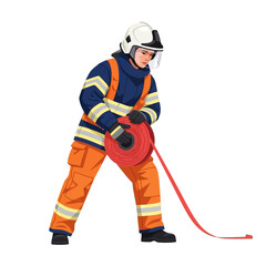Fototapeta premium Female Firefighter Securing Warning Tape