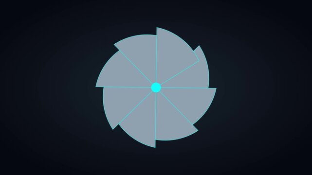 Rotating circular loading animation, minimalist geometric progress spinner for digital interface and user experience 4k