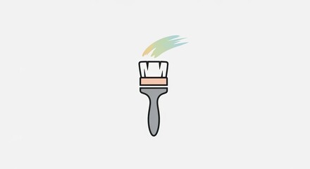 Obraz premium Paintbrush icon with colorful paint stroke