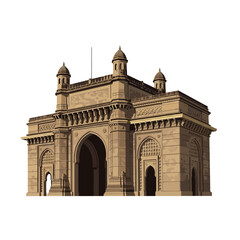 Naklejka premium Gateway of India Mumbai Monument Landmark Flat Vector