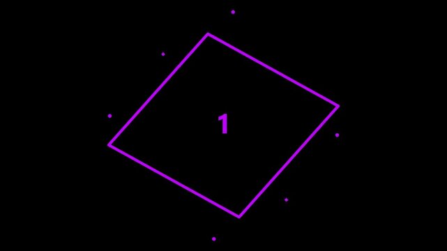 Modern Minimalist 5 Second Countdown Animation with Rotating Neon Purple Geometric Frame on Black