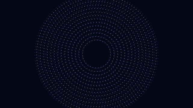 Abstract glowing blue dots forming concentric circles motion animation 4k background