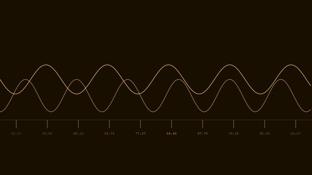 Abstract sine wave data visualization: oscillating frequency lines and digital analytics graph for science and technology animation 4k