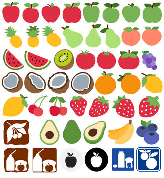  Various Fruits Symbols, Signs and Icons