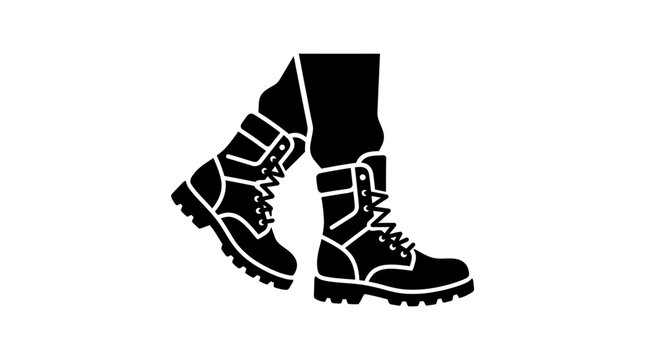 Black silhouette icon of a person wearing sturdy military style combat boots.