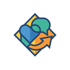 Fototapeta premium Colorful social community heart and chat logo.