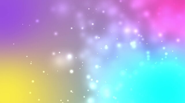Vibrant rainbow gradient with floating sparkles. Soft pastel tones blend seamlessly. Perfect for digital art, social media, or fantasy themes. Calm and whimsical feel evokes joy and magic