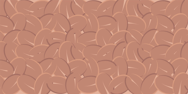 Coffee bean pattern with flat cartoon roasted beans texture for seamless cafe packaging backgrounds coffee shop menu layouts and product branding textile design