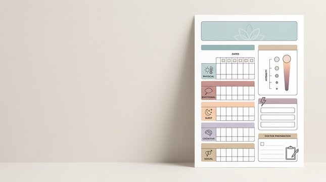 Daily wellness tracker page leaning against a neutral wall