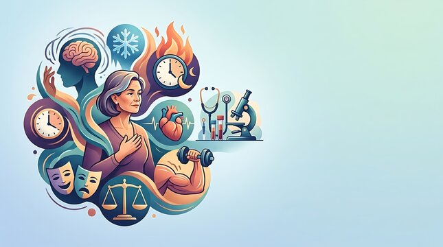 Mature woman managing menopause symptoms and overall health