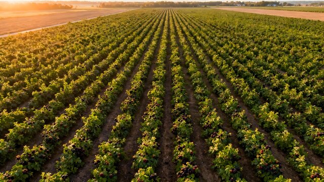 Aerial View of Sustainable Blackberry Plantation
