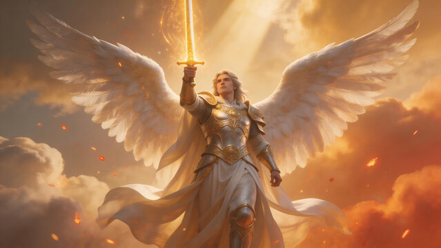 Angel with sword in sky