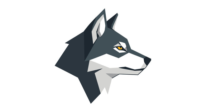 Profile view geometric wolf head logo