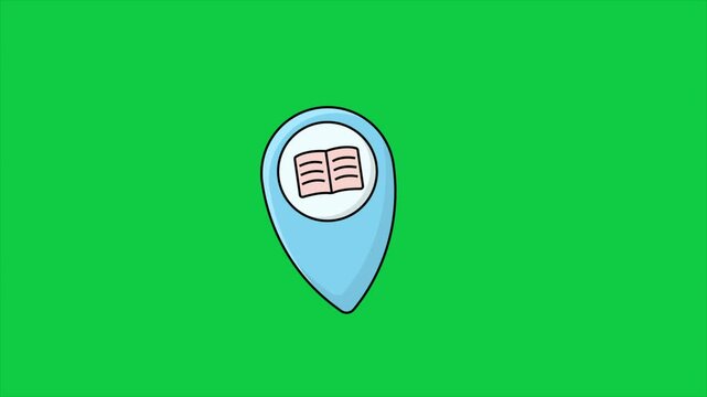 simple colorful library location icon 2d animation