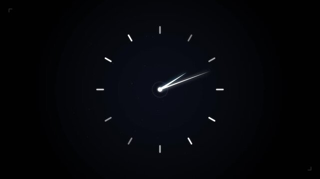 Fast Ticking Clocks. Minimalist glowing clock face with fast moving white hands