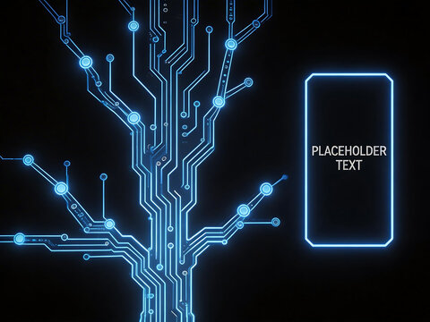 Blue glowing circuit tree design