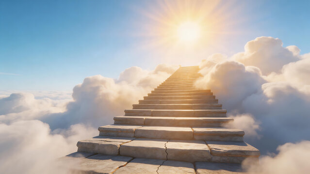 Stairway to the sky with clouds