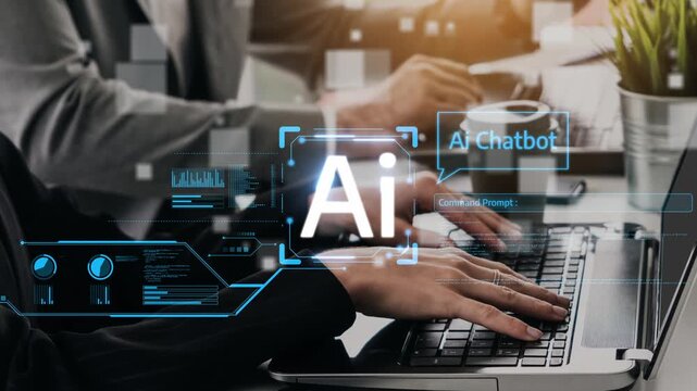 AI Virtual Assistant Artificial Intelligence Chatbot Controlled by Prompt Engineering for Explainable Generative AI information and LLM Deep Learning Technology for Smart Business Work Support. Muxer